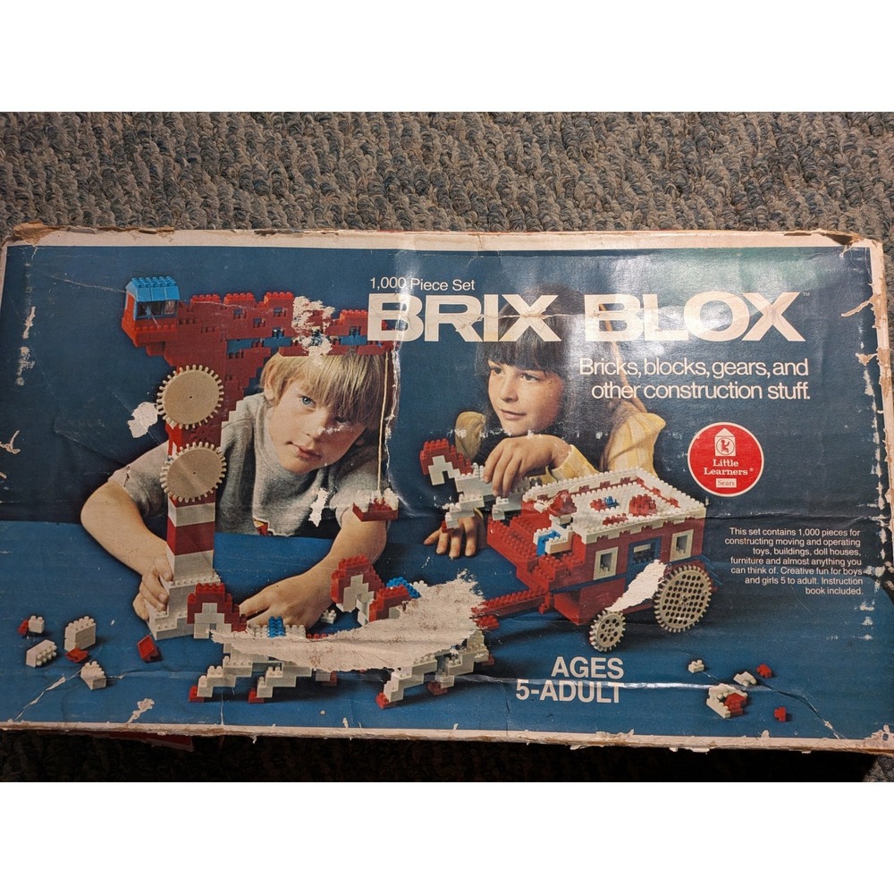 Vintage Sears Brix Blox 1000 Piece Set Little Learners Building Bricks Gears
